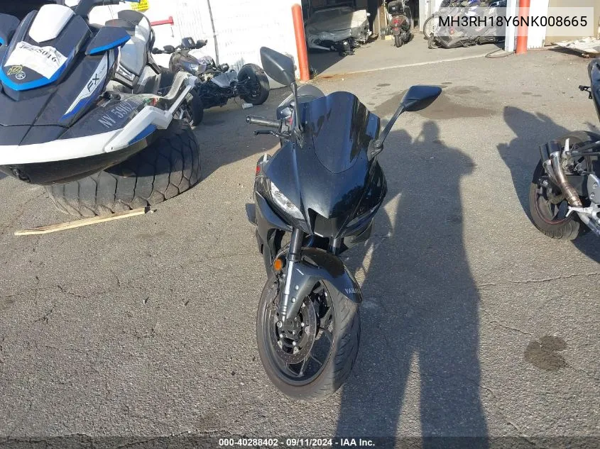 2022 Yamaha Yzfr3 A VIN: MH3RH18Y6NK008665 Lot: 40288402