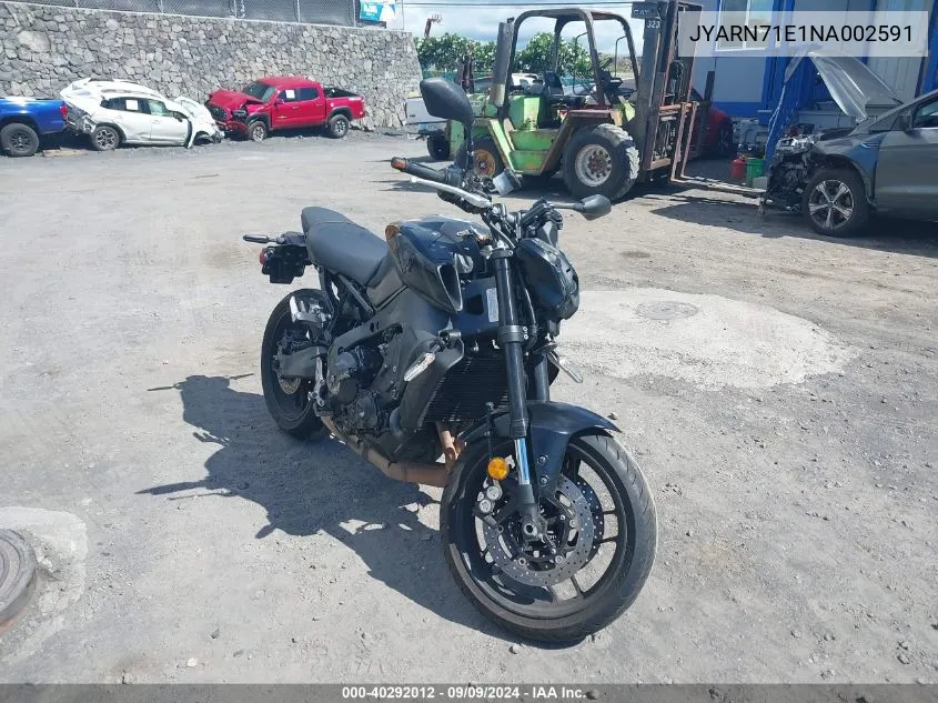 2022 Yamaha Mt09 VIN: JYARN71E1NA002591 Lot: 40292012