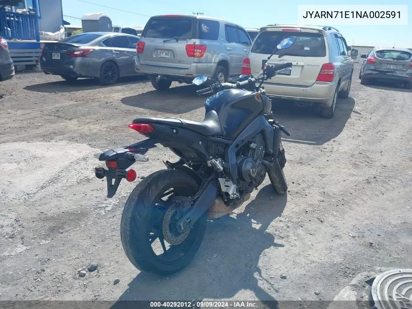 2022 Yamaha Mt09 VIN: JYARN71E1NA002591 Lot: 40292012