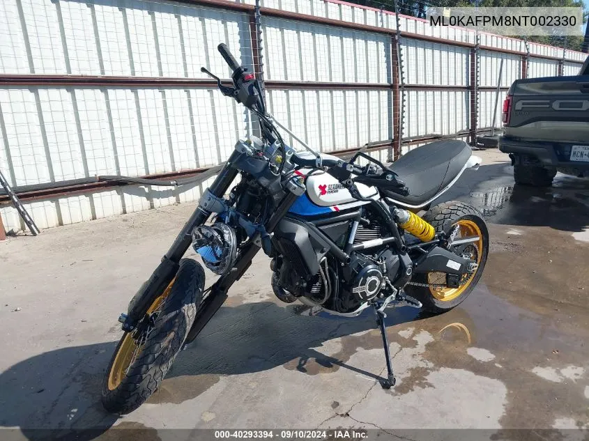 2022 Ducati Scrambler Desert Sled VIN: ML0KAFPM8NT002330 Lot: 40293394