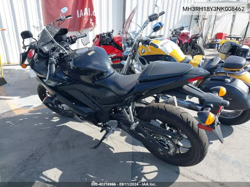 2022 Yamaha Yzfr3 A VIN: MH3RH18Y3NK008462 Lot: 40316956