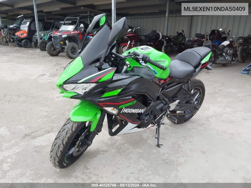 2022 Kawasaki Ex650 N VIN: ML5EXEN10NDA50409 Lot: 40325766