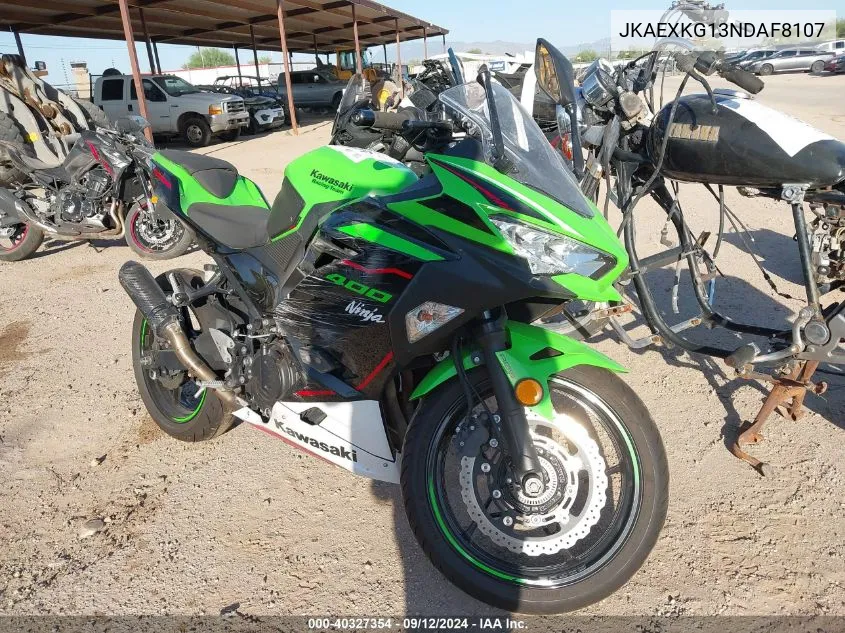 2022 Kawasaki Ex400 VIN: JKAEXKG13NDAF8107 Lot: 40327354