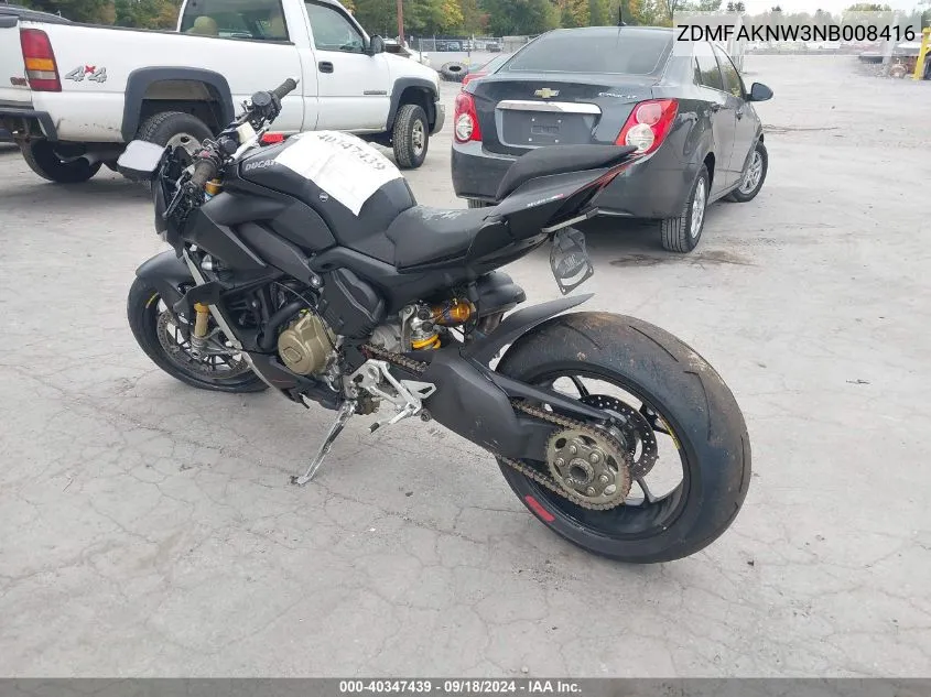 2022 Ducati Streetfighter V4/V4S VIN: ZDMFAKNW3NB008416 Lot: 40347439