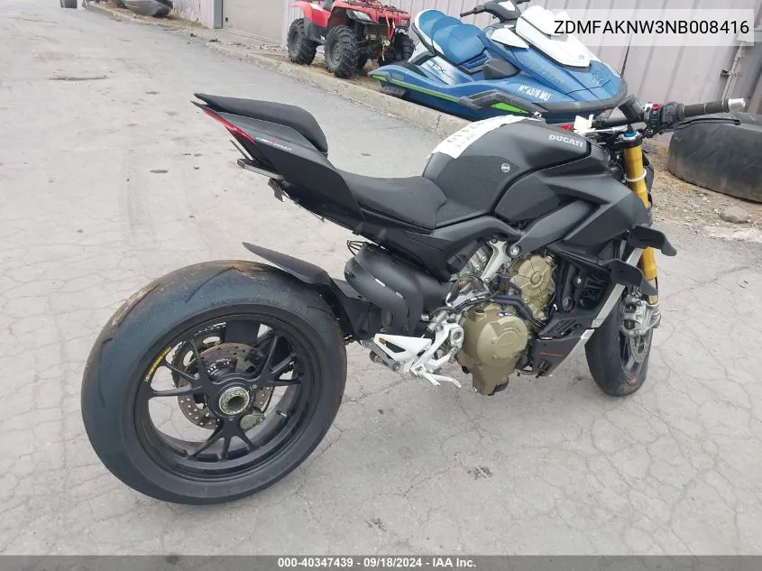 2022 Ducati Streetfighter V4/V4S VIN: ZDMFAKNW3NB008416 Lot: 40347439