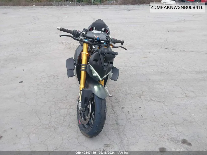 2022 Ducati Streetfighter V4/V4S VIN: ZDMFAKNW3NB008416 Lot: 40347439