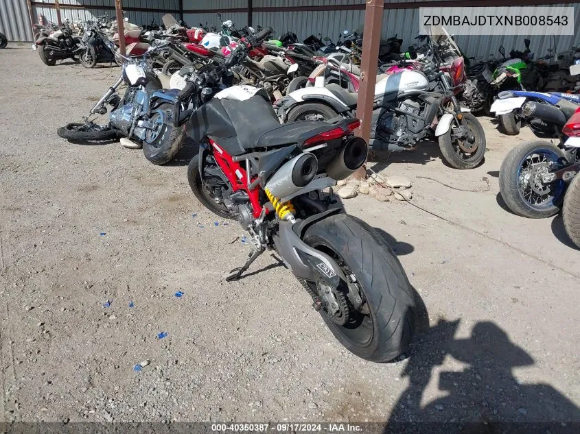 2022 Ducati Hypermotard 950/950 Sp VIN: ZDMBAJDTXNB008543 Lot: 40350387