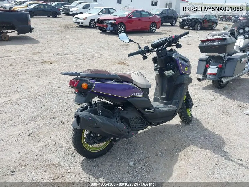 2022 Yamaha Yw125 VIN: RKRSEH9Y5NA001088 Lot: 40354383