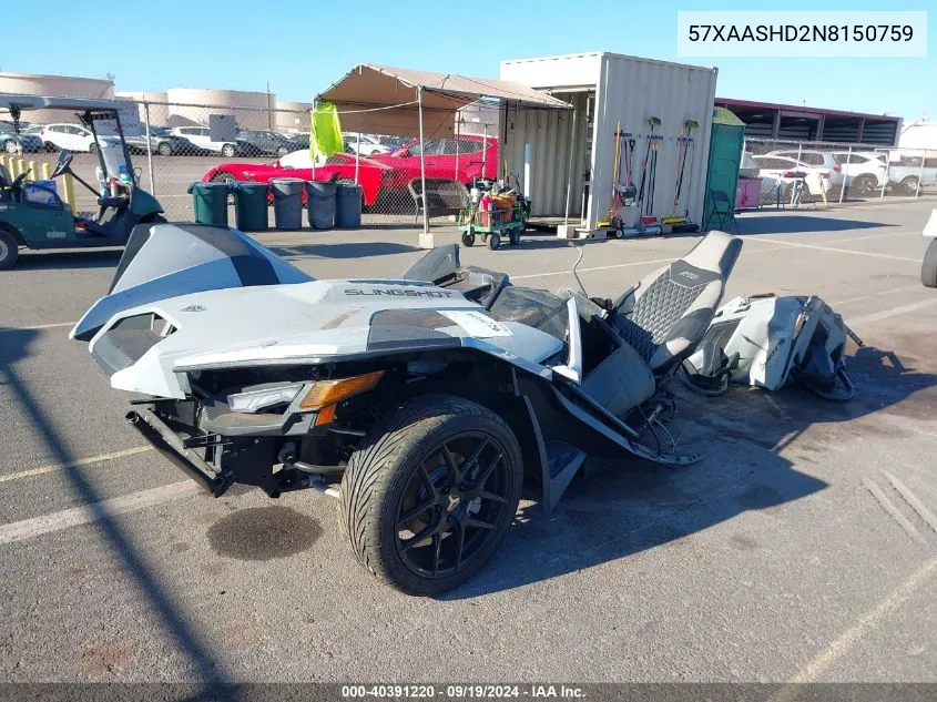 2022 Polaris Slingshot S VIN: 57XAASHD2N8150759 Lot: 40391220