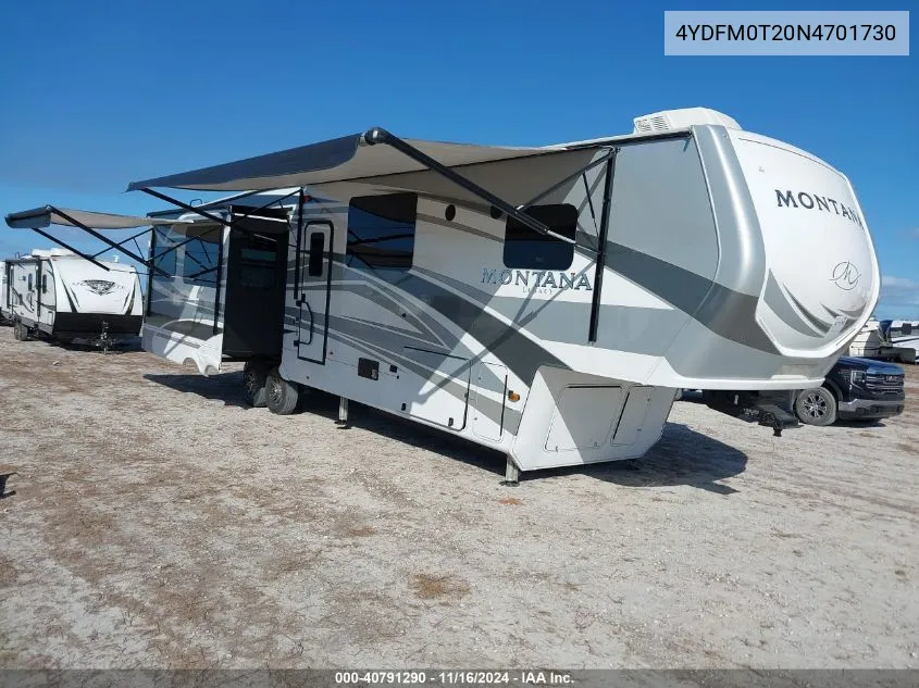 2022 Keystone Rv Other VIN: 4YDFM0T20N4701730 Lot: 40791290