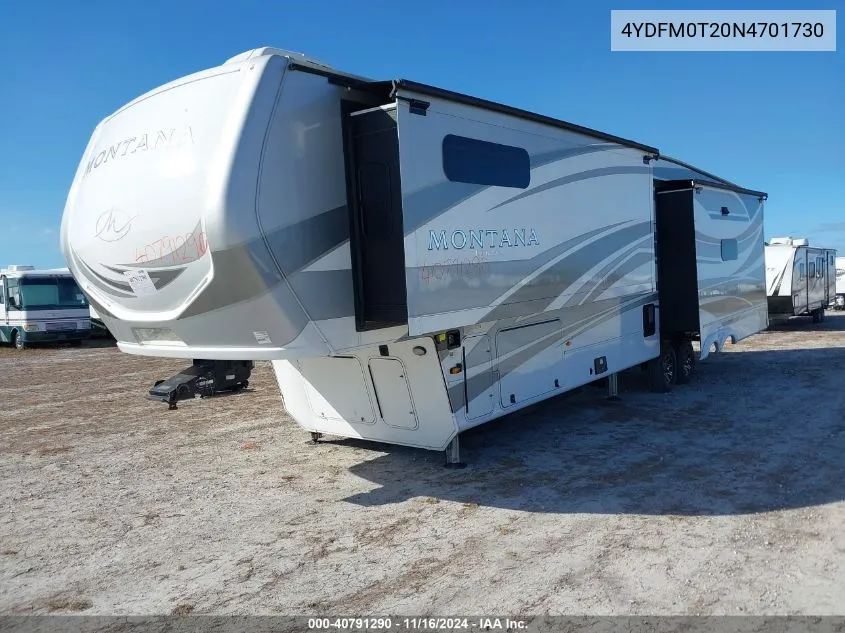 2022 Keystone Rv Other VIN: 4YDFM0T20N4701730 Lot: 40791290