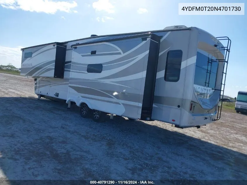 2022 Keystone Rv Other VIN: 4YDFM0T20N4701730 Lot: 40791290