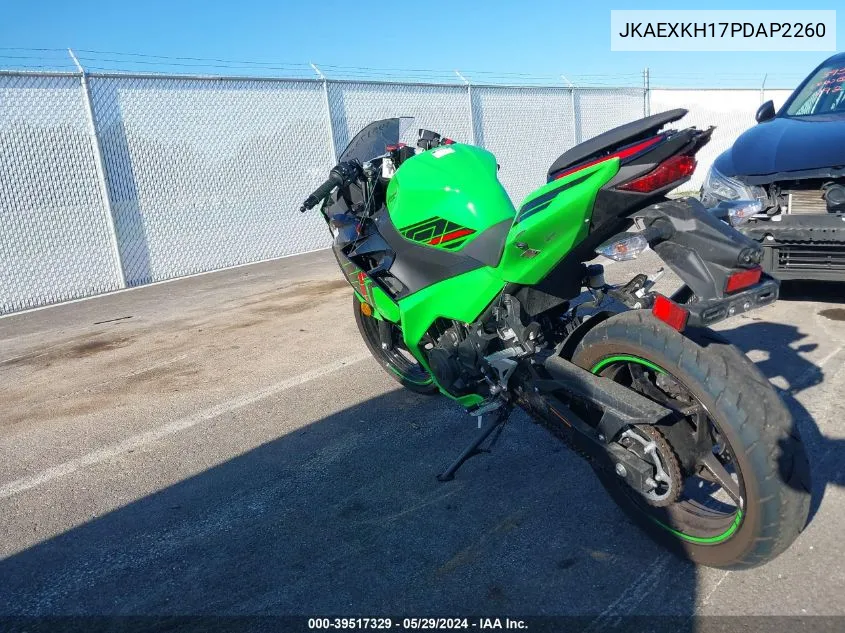 2023 Kawasaki Ex400 VIN: JKAEXKH17PDAP2260 Lot: 39517329