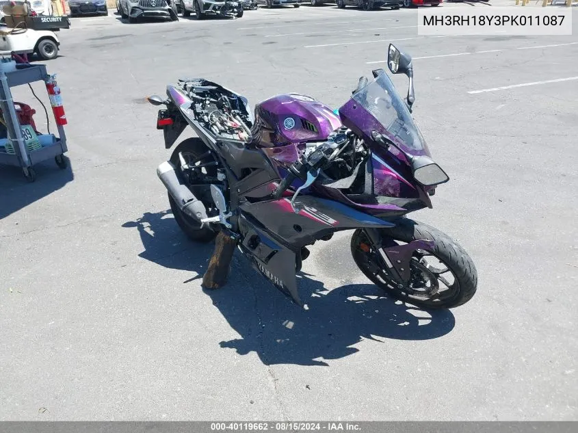 2023 Yamaha Yzfr3 A VIN: MH3RH18Y3PK011087 Lot: 40119662