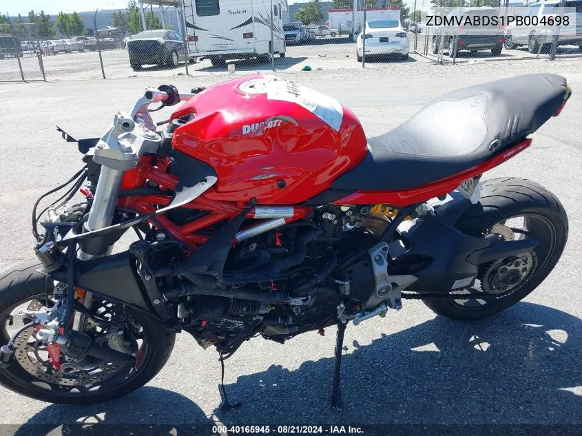 2023 Ducati Supersport VIN: ZDMVABDS1PB004698 Lot: 40165945