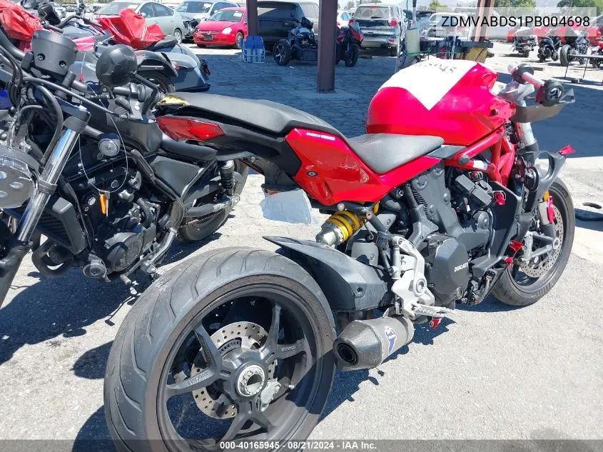 2023 Ducati Supersport VIN: ZDMVABDS1PB004698 Lot: 40165945