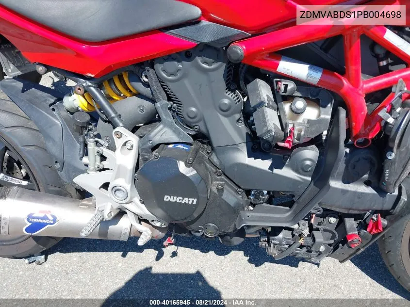 2023 Ducati Supersport VIN: ZDMVABDS1PB004698 Lot: 40165945