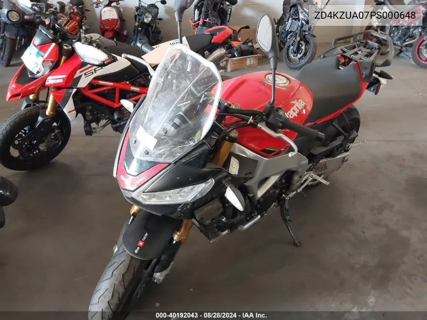 2023 Aprilia Tuono V4 1100 VIN: ZD4KZUA07PS000648 Lot: 40192043