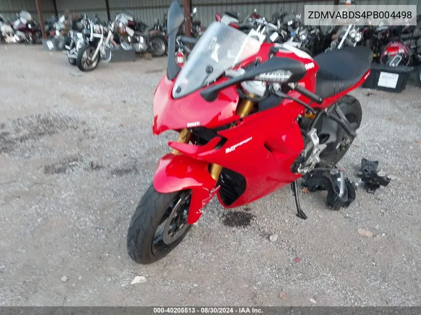 2023 Ducati Supersport VIN: ZDMVABDS4PB004498 Lot: 40205513