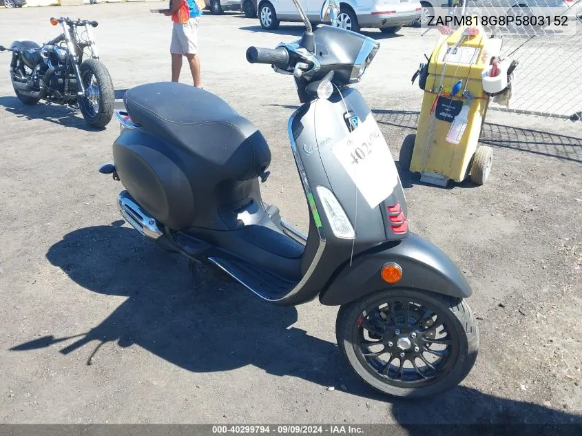 2023 Vespa Primavera/Sprint 150 VIN: ZAPM818G8P5803152 Lot: 40299794