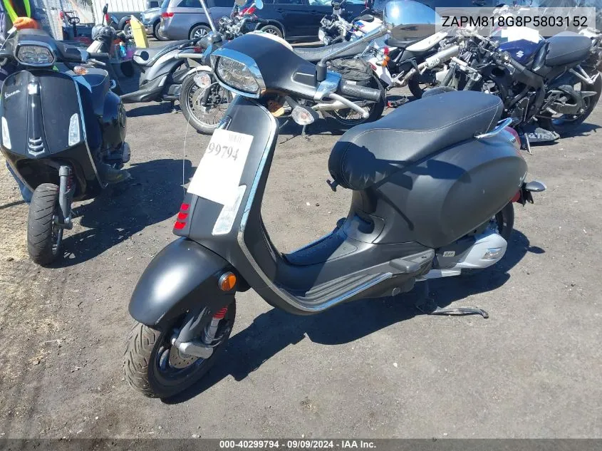 2023 Vespa Primavera/Sprint 150 VIN: ZAPM818G8P5803152 Lot: 40299794