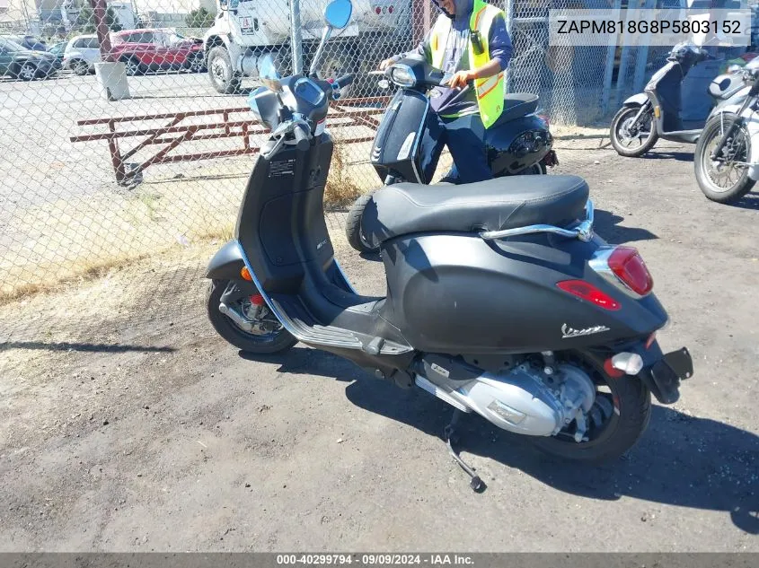 2023 Vespa Primavera/Sprint 150 VIN: ZAPM818G8P5803152 Lot: 40299794