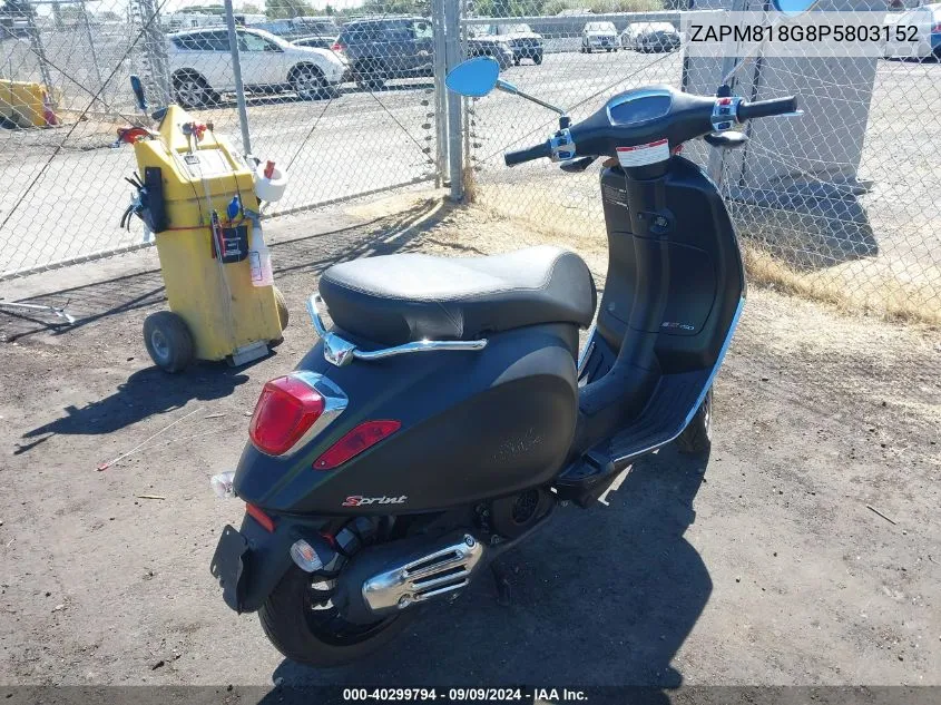 2023 Vespa Primavera/Sprint 150 VIN: ZAPM818G8P5803152 Lot: 40299794