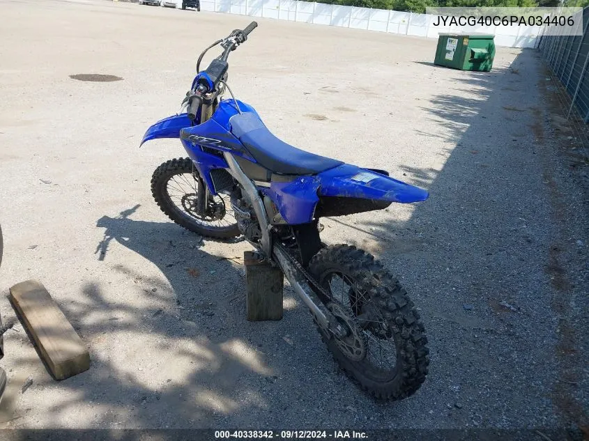 2023 Yamaha Yz250 F VIN: JYACG40C6PA034406 Lot: 40338342