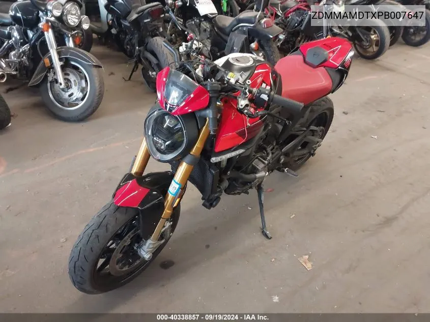 2023 Ducati Monster VIN: ZDMMAMDTXPB007647 Lot: 40338857