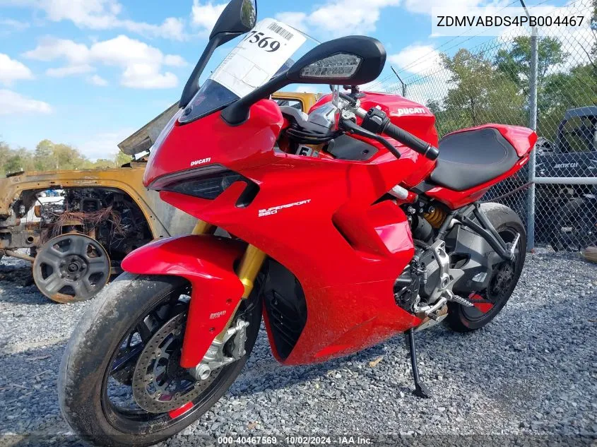 2023 Ducati Supersport VIN: ZDMVABDS4PB004467 Lot: 40467569