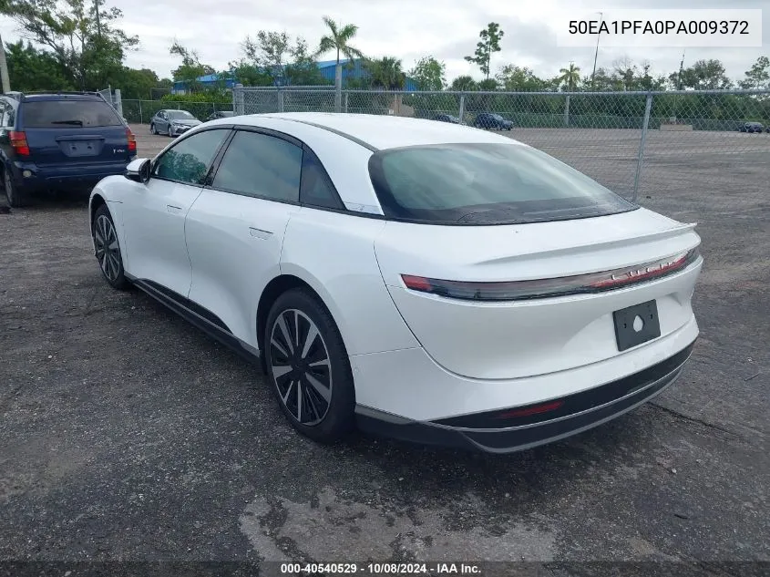 2023 Lucid Air Pure VIN: 50EA1PFA0PA009372 Lot: 40540529