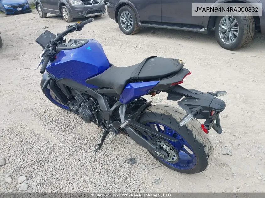 2024 Yamaha Mt09 VIN: JYARN94N4RA000332 Lot: 12042057