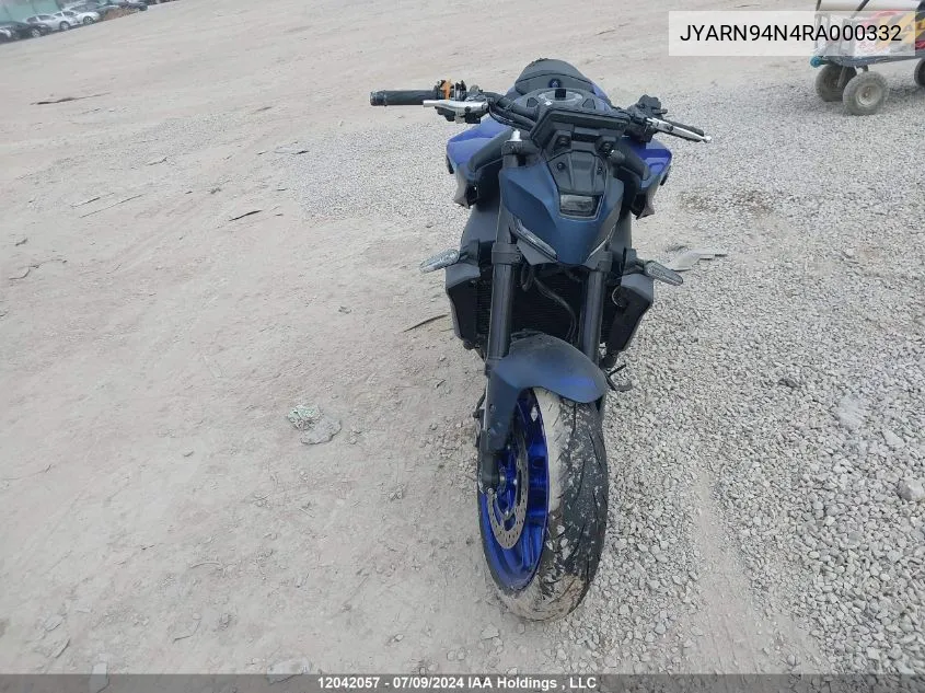 2024 Yamaha Mt09 VIN: JYARN94N4RA000332 Lot: 12042057