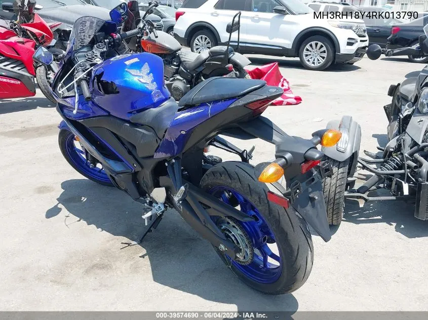 2024 Yamaha Yzfr3 A VIN: MH3RH18Y4RK013790 Lot: 39574690