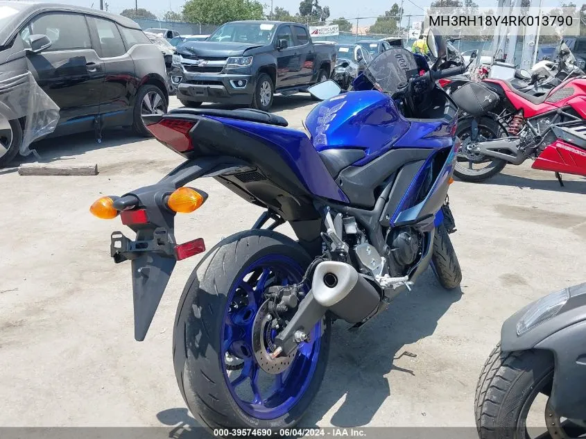 2024 Yamaha Yzfr3 A VIN: MH3RH18Y4RK013790 Lot: 39574690