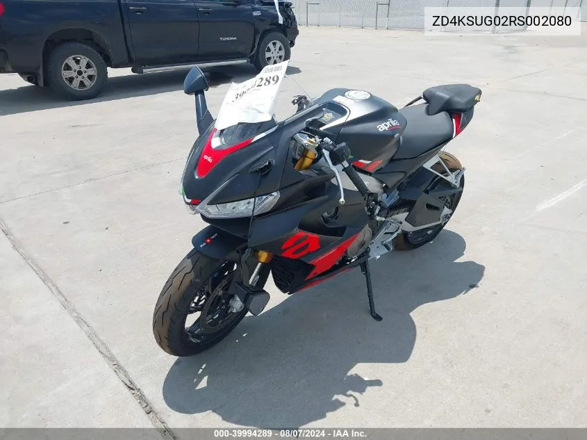 2024 Aprilia Rs 660 VIN: ZD4KSUG02RS002080 Lot: 39994289