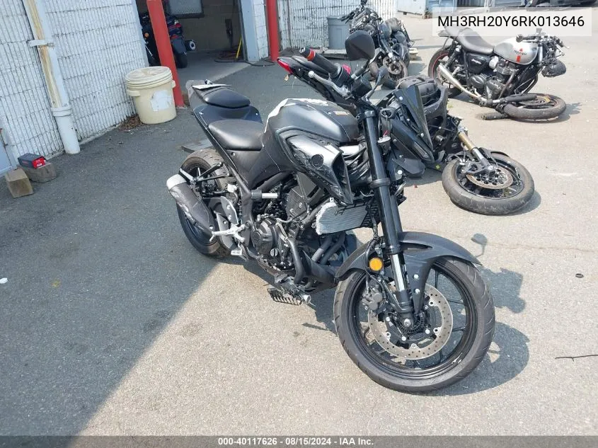 2024 Yamaha Mt-03 VIN: MH3RH20Y6RK013646 Lot: 40117626