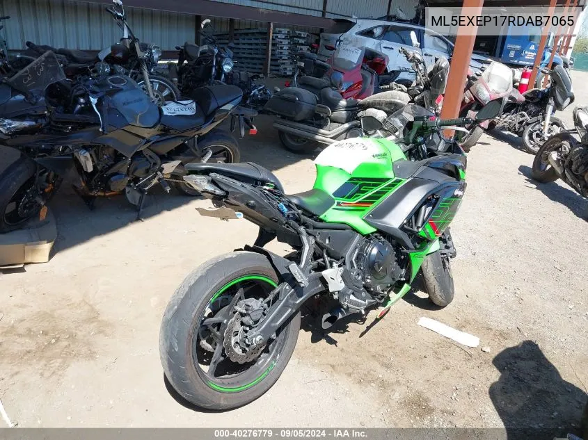 2024 Kawasaki Ex650 P VIN: ML5EXEP17RDAB7065 Lot: 40276779