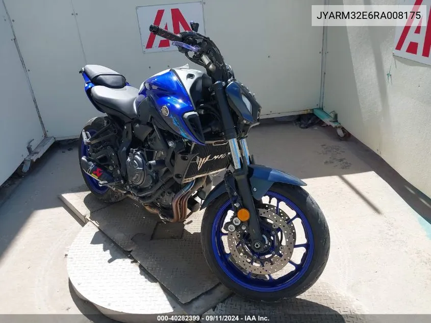 2024 Yamaha Mt07 VIN: JYARM32E6RA008175 Lot: 40282399