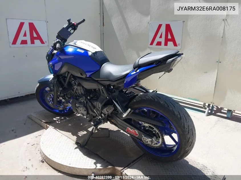 2024 Yamaha Mt07 VIN: JYARM32E6RA008175 Lot: 40282399