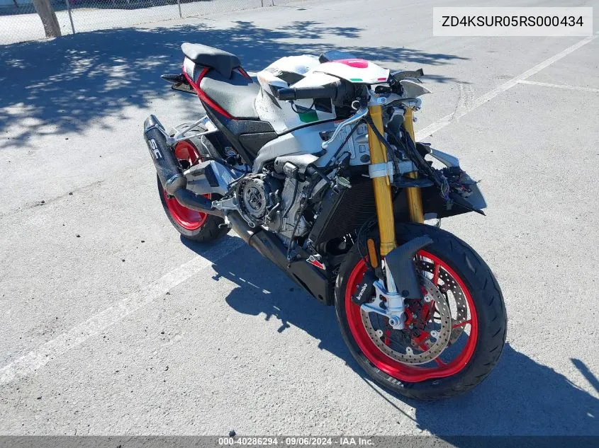 2024 Aprilia Rs 660 Extrema VIN: ZD4KSUR05RS000434 Lot: 40286294