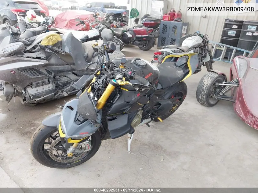 2024 Ducati Streetfighter V4/V4S VIN: ZDMFAKWW3RB009408 Lot: 40292531