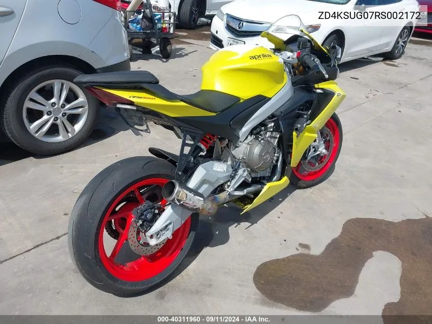 2024 Aprilia Rs 660 VIN: ZD4KSUG07RS002172 Lot: 40311960