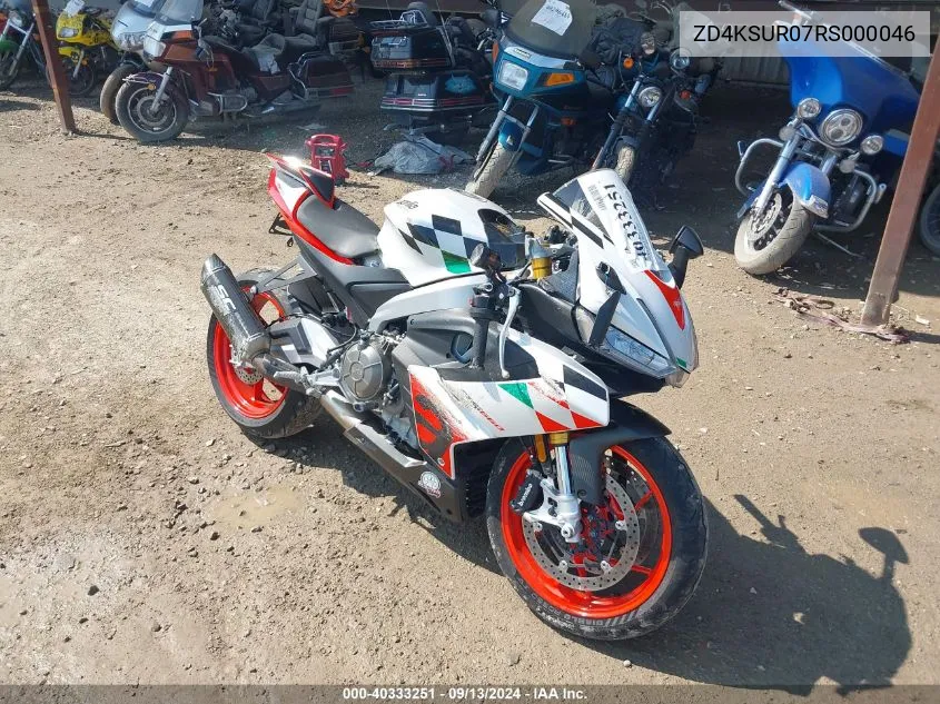 2024 Aprilia Rs 660 Extrema VIN: ZD4KSUR07RS000046 Lot: 40333251