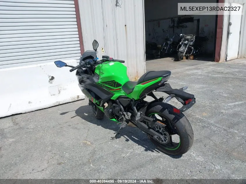 2024 Kawasaki Ex650 P VIN: ML5EXEP13RDAC2327 Lot: 40394495