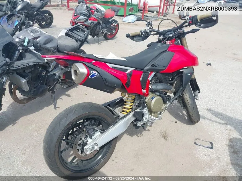 2024 Ducati Hypermotard VIN: ZDMBAS2NXRB000393 Lot: 40424132