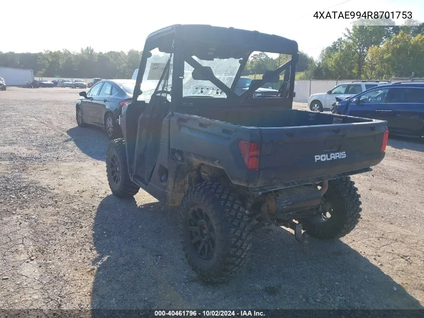 2024 Polaris Ranger 1000 Eps/1000 Premium VIN: 4XATAE994R8701753 Lot: 40461796