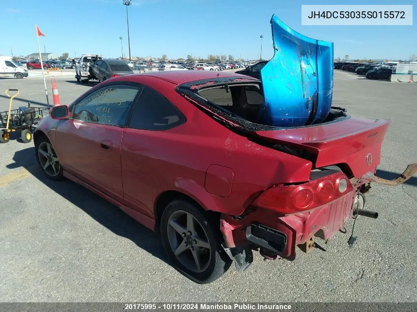 2005 Acura Rsx Type S VIN: JH4DC53035S015572 Lot: 20175995