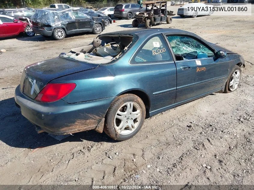 1998 Acura Cl 2.3 VIN: 19UYA3153WL001860 Lot: 40610937