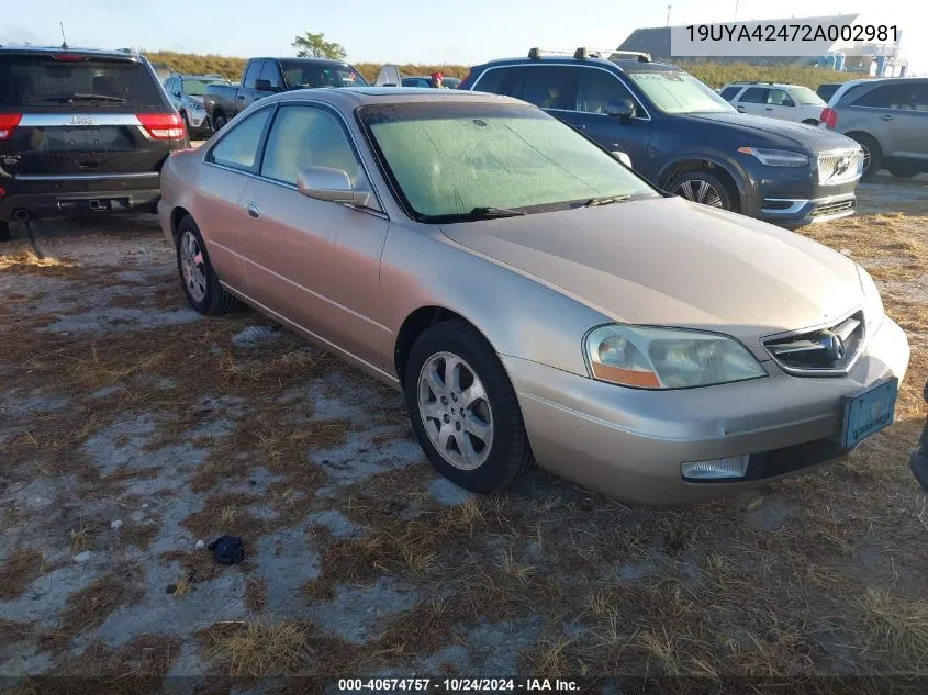 2002 Acura Cl 3.2 VIN: 19UYA42472A002981 Lot: 40674757